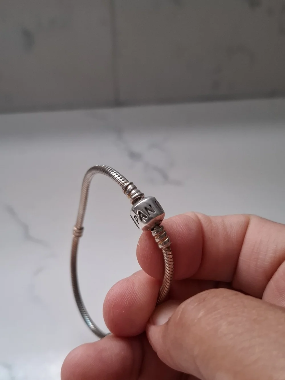 Pandora Sterling Silver Snake Chain Bracelet with Barrel Clasp